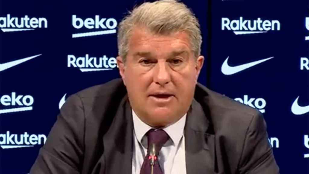 Joan Laporta, dando explicaciones ante los medios de comunicación : Captura FCB