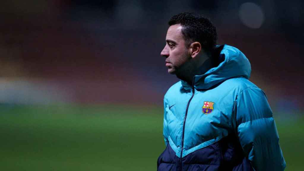 Xavi Hernández, durante un entrenamiento del FC Barcelona FCB