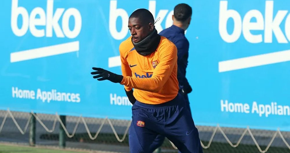 Ousmane Dembelé, en un entrenamiento del Barça / FCB