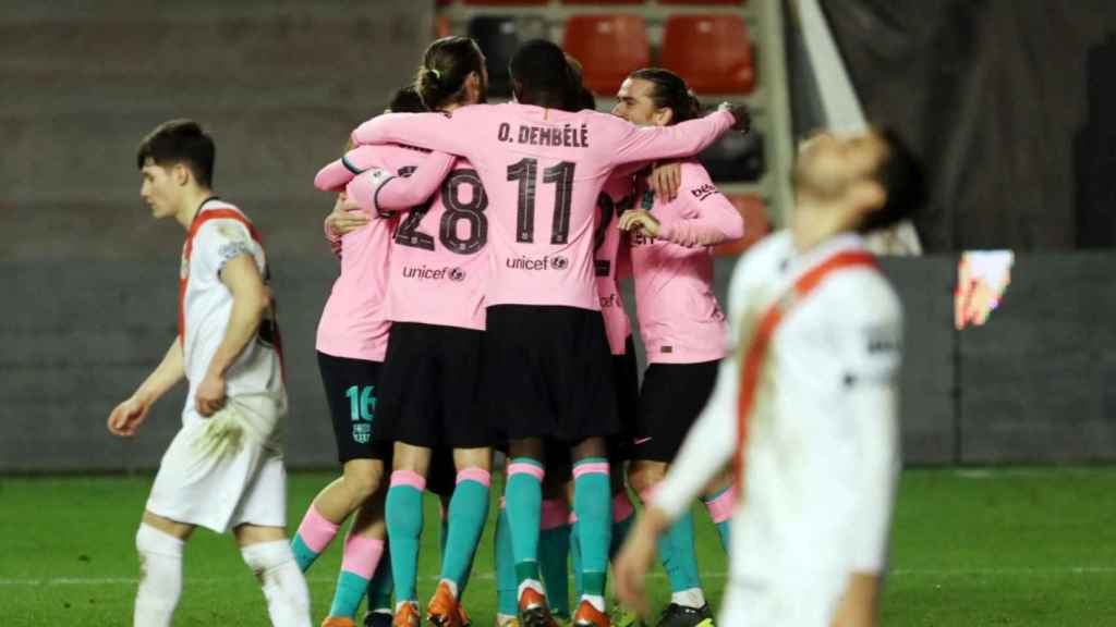 Los jugadores del Barça celebrando un gol contra el Rayo Vallecano / FC Barcelona