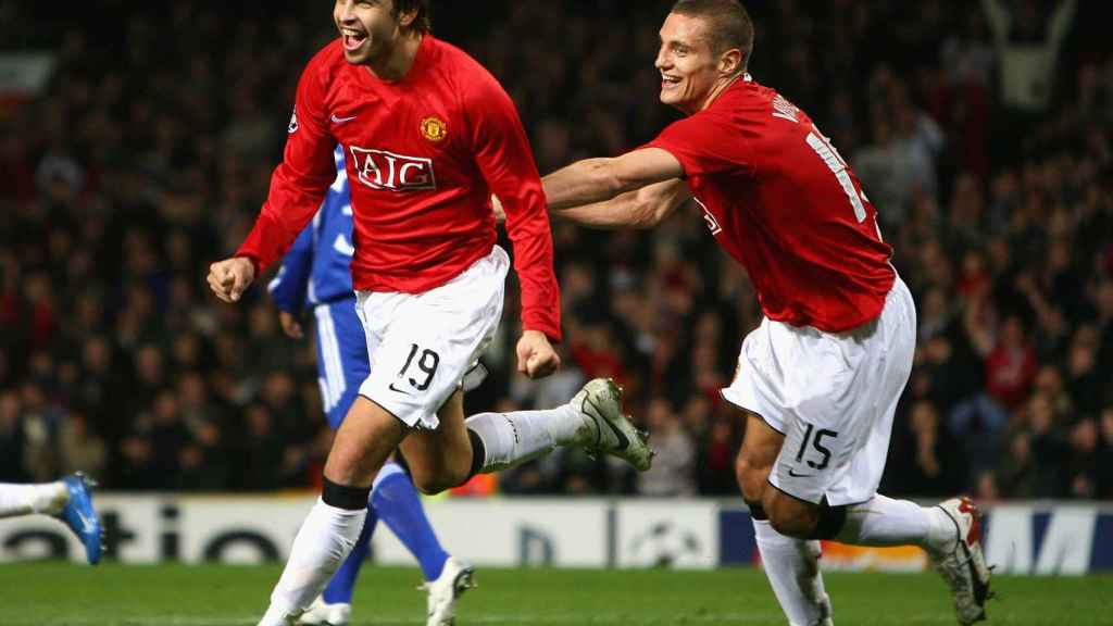 Gerard Piqué celebrando un gol con el Manchester United / EFE