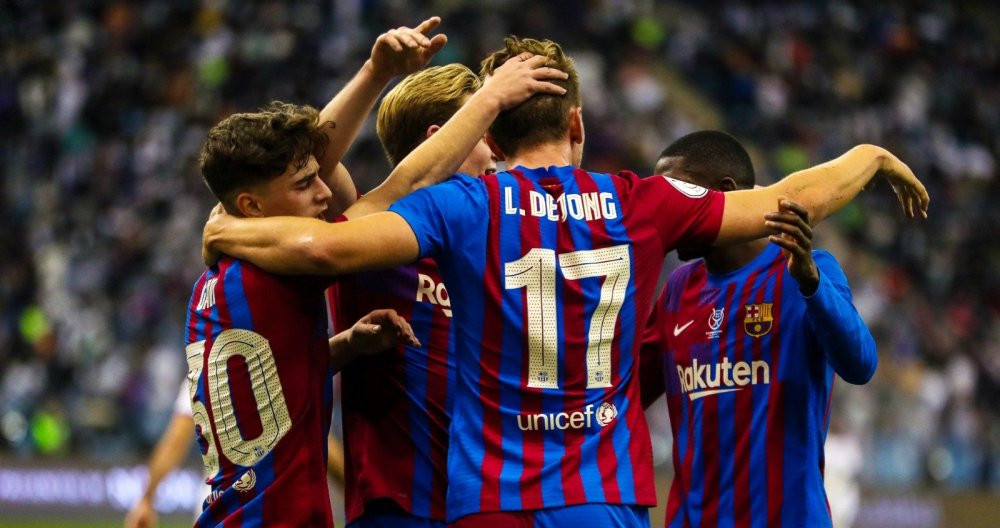 Los jugadores del Barça celebran el segundo gol, marcado por Ansu Fati / FCB