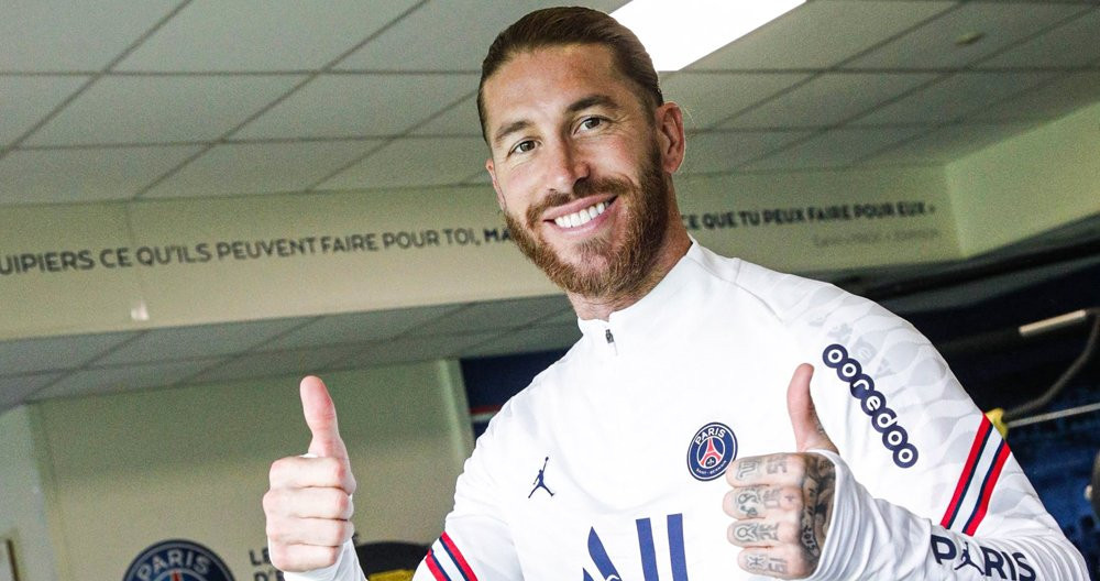 Sergio Ramos, en su primer día de entrenamiento con el PSG / Redes PSG