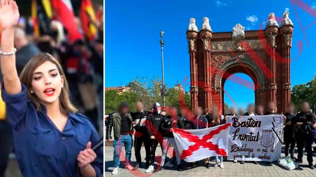 Isabel Peralta, líder de Bastión Frontal, y los miembros en Cataluña el pasado domingo / CG