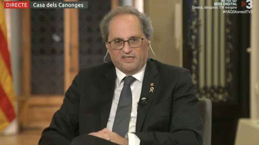 El presidente Quim Torra, en una entrevista en TV3