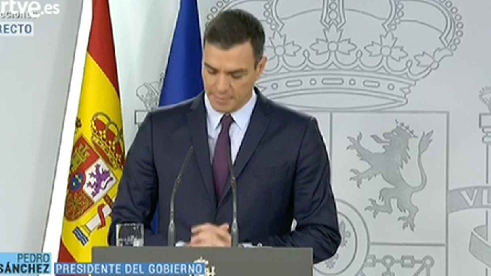 Pedro Sánchez, presidente del Gobierno, en la comparecencia donde ha convocado elecciones generales / RTVE