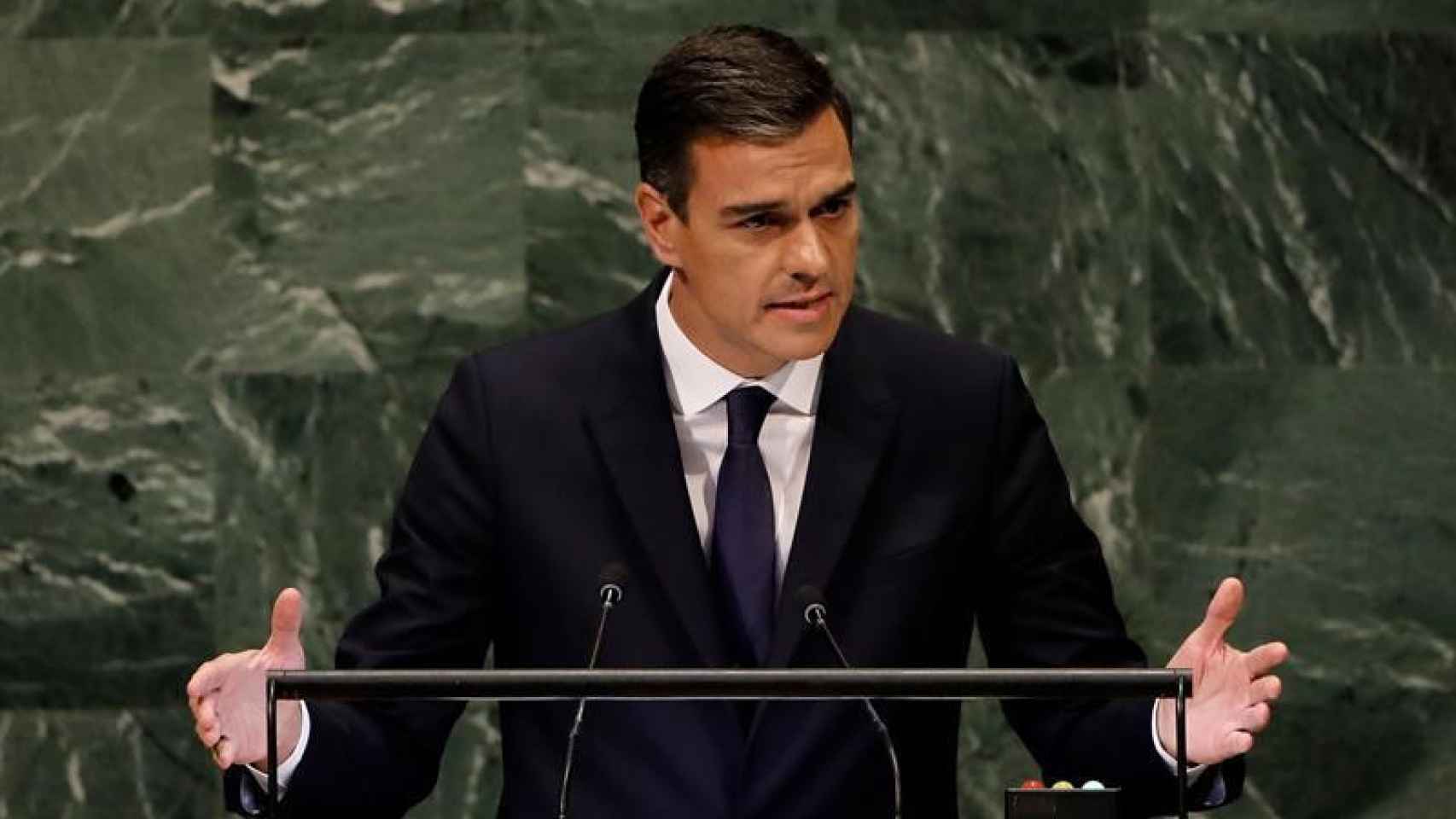 Pedro Sánchez durante su intervención ante la Asamblea General de la ONU / EFE