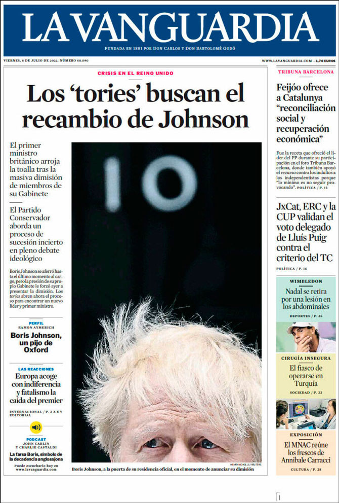 Portada de 'La Vanguardia' del 8 de julio de 2022 / Kiosko