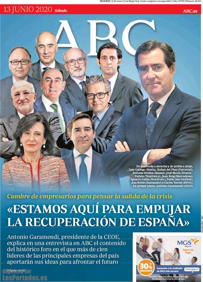 Portada 'ABC' del 13 de junio de 2020