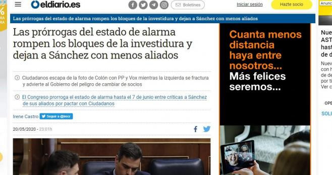 Noticia de 'El diario' del 21 de mayo de 2020