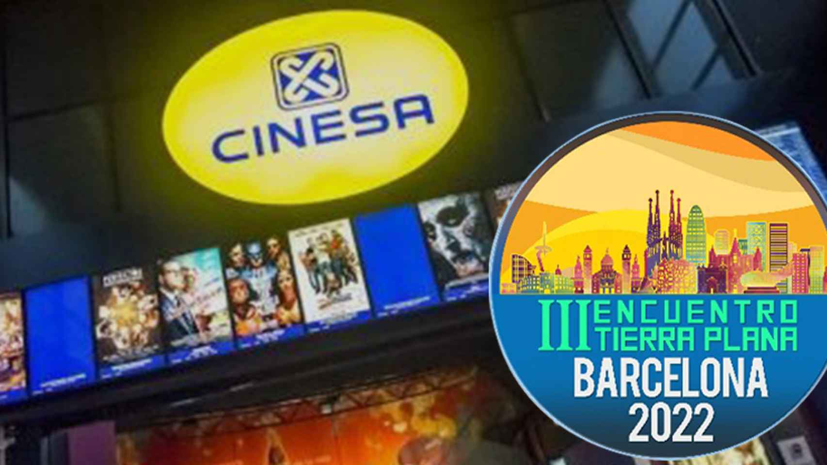 Cinesa alquila una de sus salas en Barcelona a los terraplanistas / FOTOMONTAJE CG