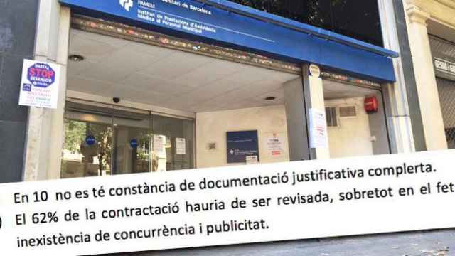 La sede de la mutua municipal PAMEM de Barcelona y extracto de la auditoría que aflora las irregularidades / CG