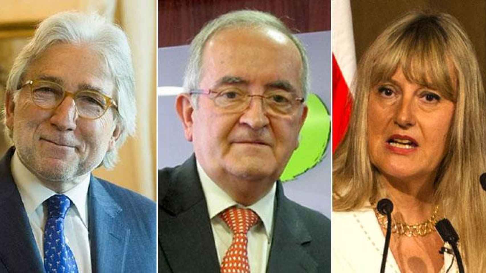 El presidente de Foment del Treball, Josep Sánchez Llibre (i); el de Pimec, Josep González (c); y la de Fepime, María Elena de Feplie (d) / CG