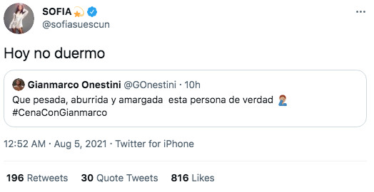 Tweet de Sofía Suescun / @sofiasuescun