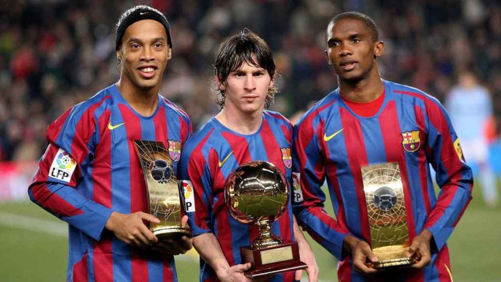 Leo Messi, Eto'o y Ronaldinho, jugadores del Barça, en una imagen de archivo | EFE