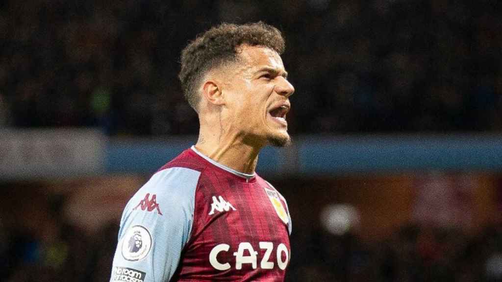 La rabia de Coutinho, durante la celebración de su último gol en la Premier League Aston Villa