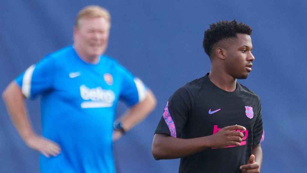 Ansu Fati, en un entrenamiento reciente con el Barça / EFE