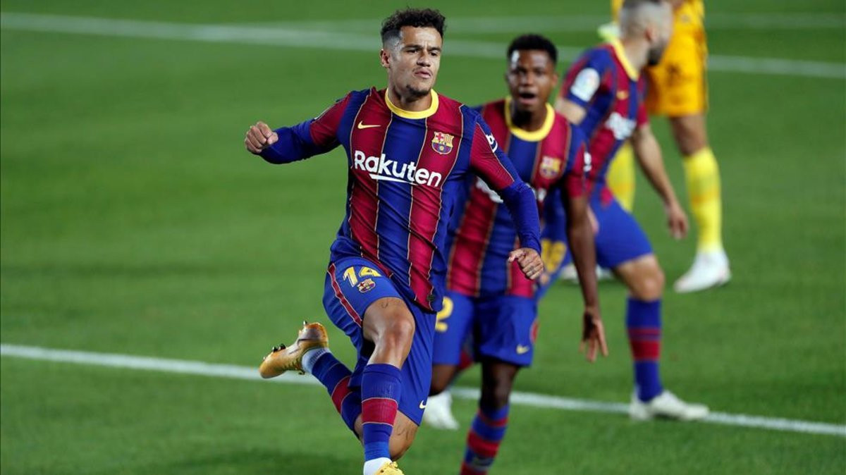 Philippe Coutinho celebra un gol con el Barça / EFE