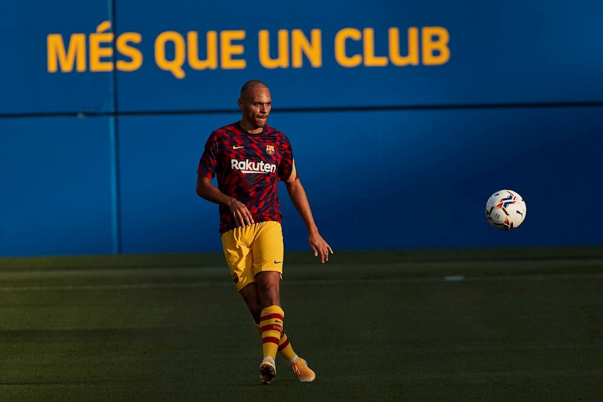 Martin Braithwaite en un entrenamiento con el Barça / EFE