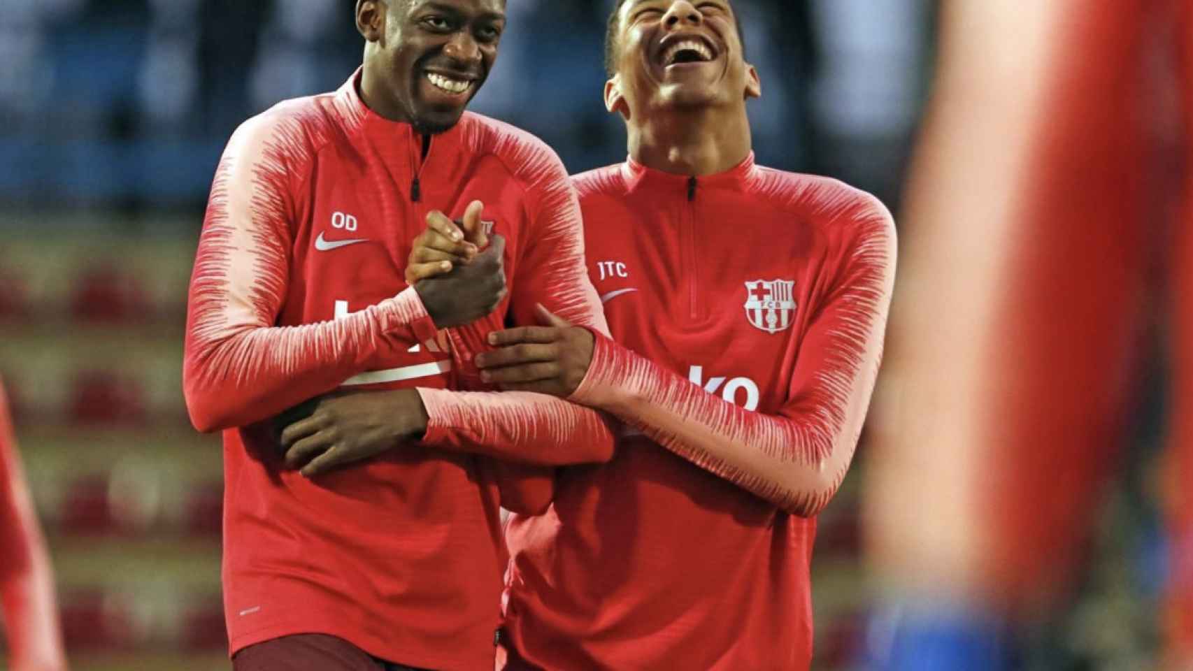 Una foto de Dembelé y Todibo durante un entrenamiento del Barça / FCB