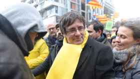 El expresidente Carles Puigdemont en la manifestación independentista en Bruselas (Bélgica) en 2017 / JXCAT