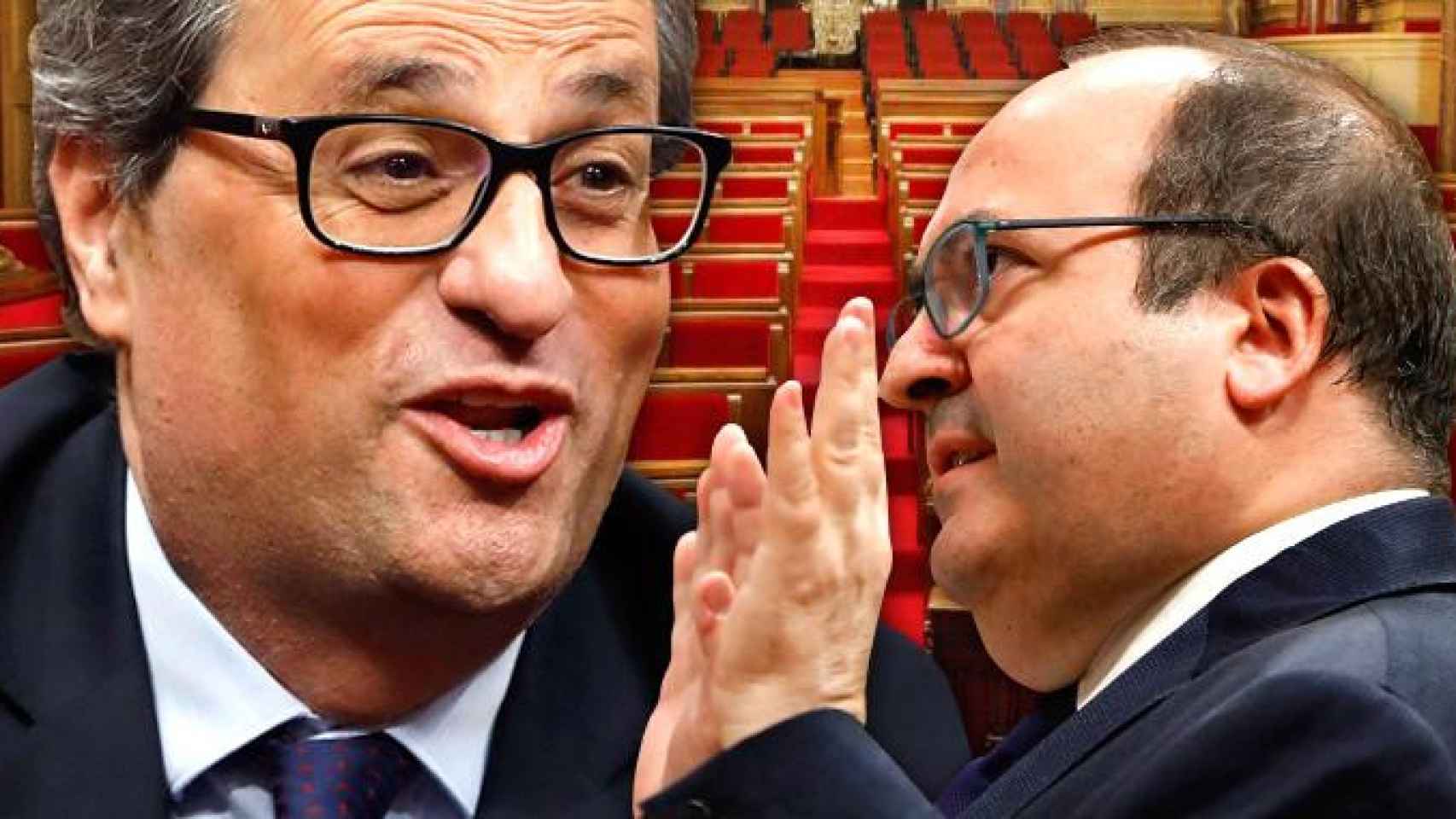 El presidente de la Generalitat, Quim Torra, y Miquel Iceta, el primer secretario del PSC / FOTOMONTAJE DE CG