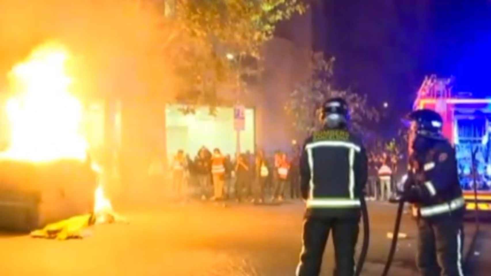 Disturbios en las protestas independentistas en Barcelona. Antorchas