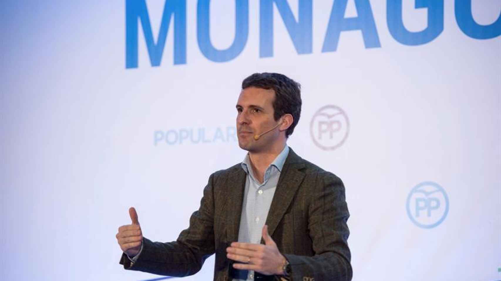 El líder del PP, Pablo Casado, durante un acto en Cáceres / EFE