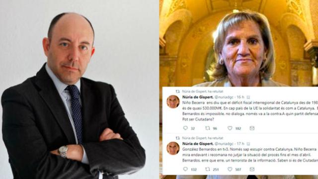 El economista Gonzalo Bernardos y la expresidenta del Parlament Núria de Gispert
