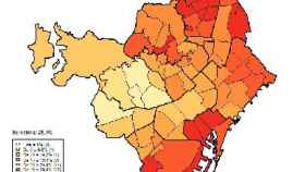 Distribució del vot de BeC als 73 barris de Barcelona el 24M