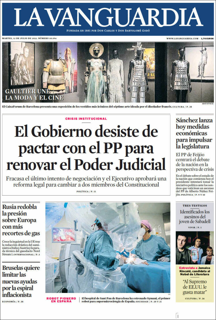 Portada de 'La Vanguardia' de 12 de julio de 2022 / KIOSKO.NET