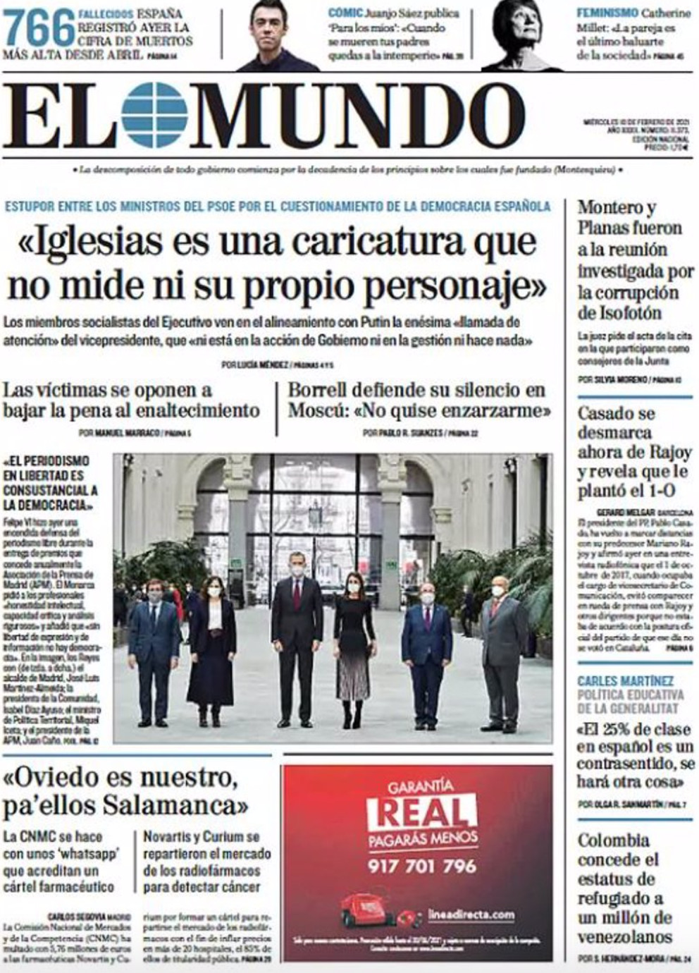 Portada de 'El Mundo' del 10 de febrero de 2021 / EL MUNDO