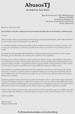 AbusosTJ Carta Abierta Comisión de derechos de la Infancia