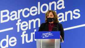 Ada Colau, alcaldesa de Barcelona, presentando la estrategia de captación de fondos europeos / AJBCN