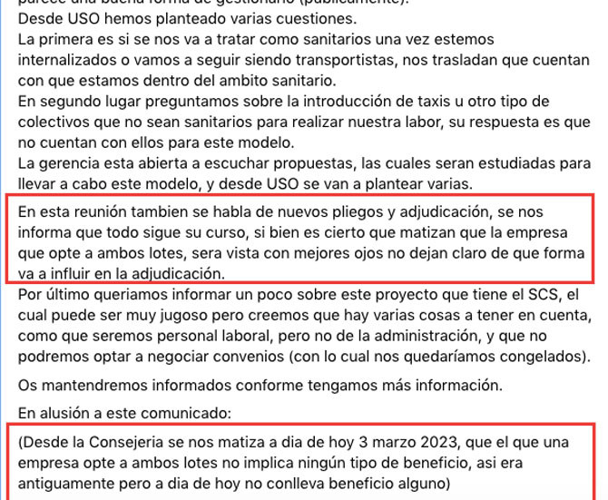 El desliz del comunicado sindical de USO y la rectificación posterior / CG