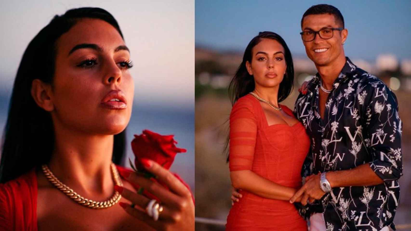 Georgina Rodríguez, con su anillo de Cartier, y Cristiano Ronaldo durante la fiesta en Lisboa / INSTAGRAM