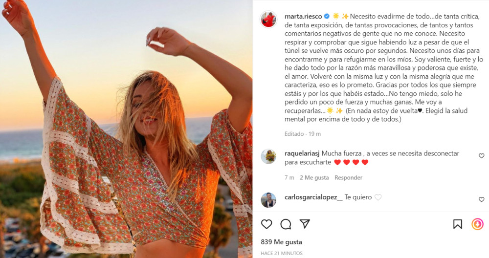 Publicación de Marta Riesco en Instagram / @marta.riesco