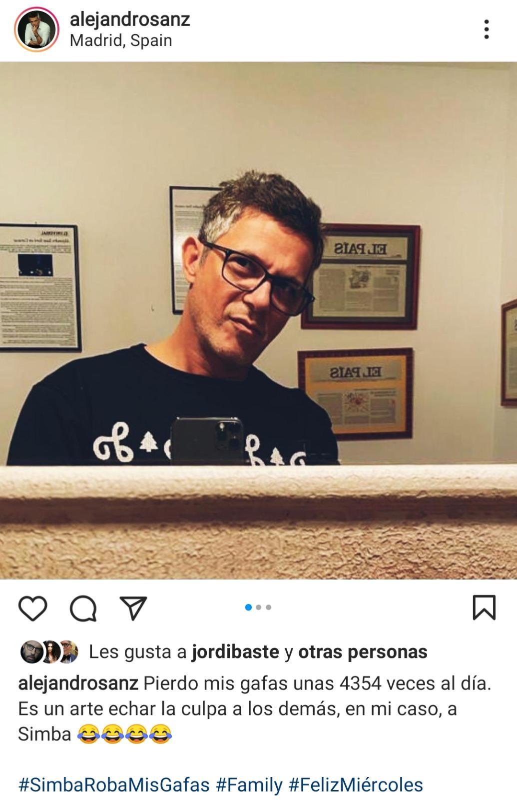 Alejandro Sanz con gafas / INSTAGRAM