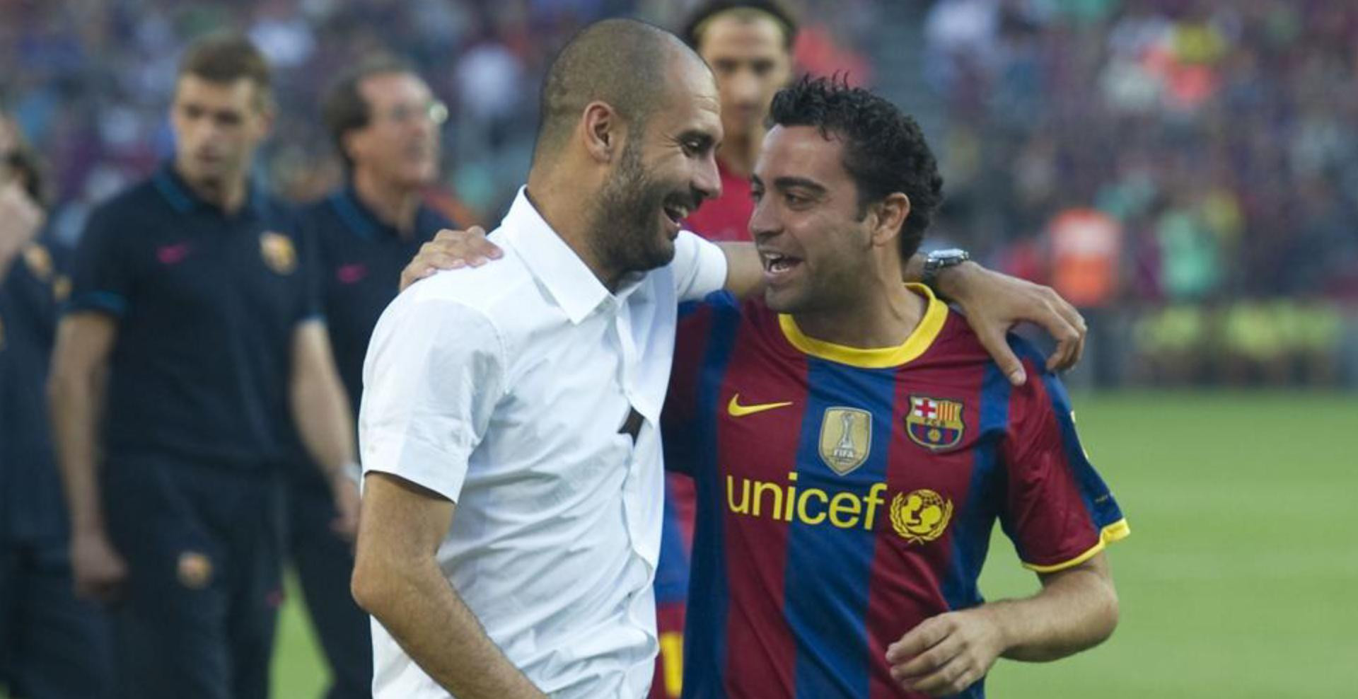 Xavi, celebrando un título con Pep Guardiola en el Barça / REDES