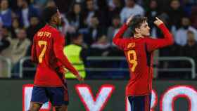 Gavi celebra su gol en el amistoso de España contra Jordania / SEFUTBOL