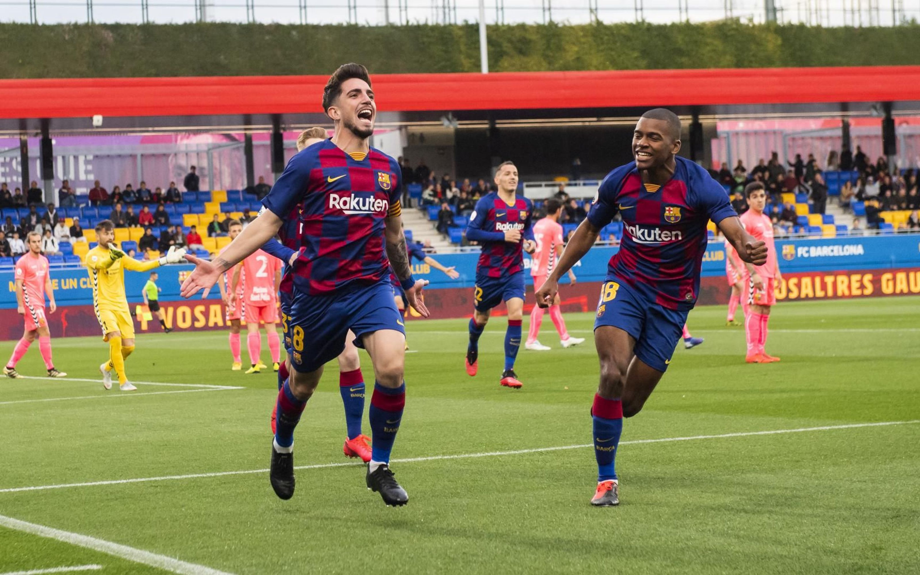 Celebración del gol de Monchu con el Barça B / FCB