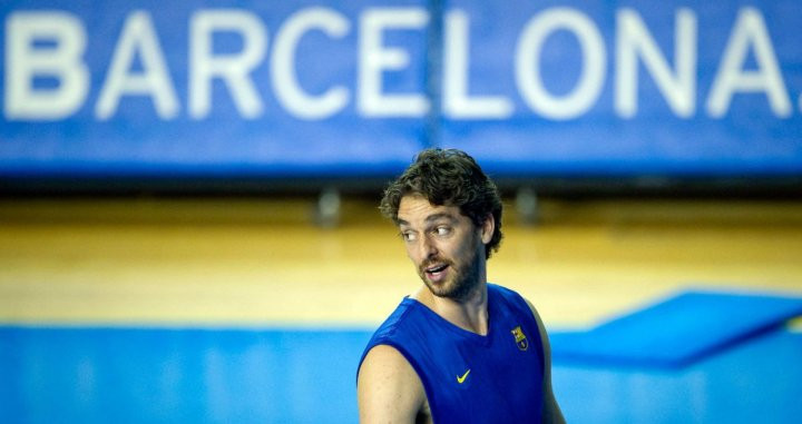 Pau Gasol, en un entrenamiento con el Barça | EFE