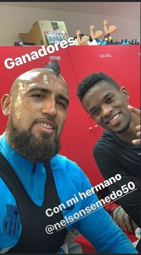 Arturo Vidal Nelson Semedo Instagram stories