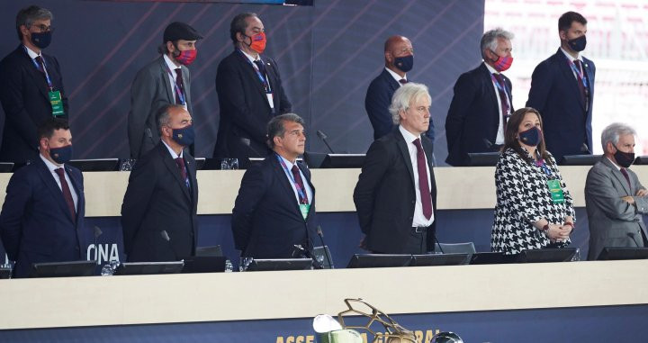 Laporta durante la Asamblea de socios compromisarios del Barça / FC Barcelona