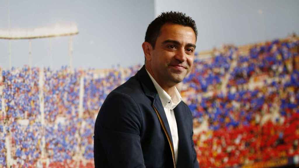 Xavi Hernández en su acto de despedida con el Barça / EFE