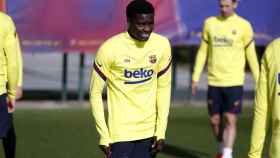 Moussa Wagué en un entrenamiento del Barça / FC Barcelona