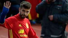 Gerard Piqué, en un entrenamiento con la selección española / EFE