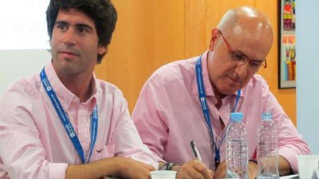 El nuevo portavoz parlamentario de UDC, junto al líder de la formación, Josep Antoni Duran Lleida, durante un acto de Unió de Joves de 2012