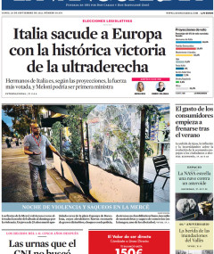 Portada de La Vanguardia, 26 de septiembre de 2022