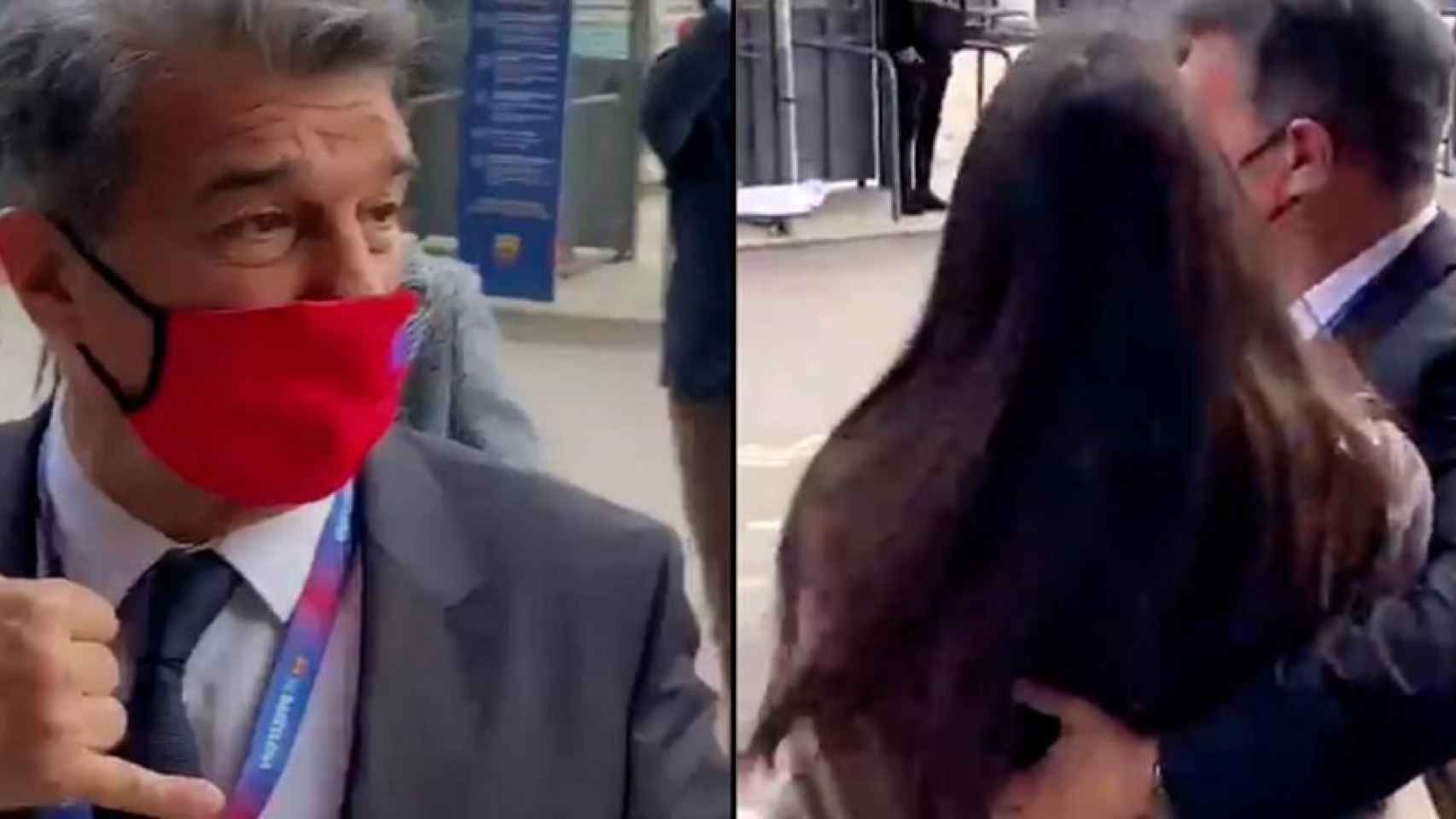 Joan Laporta en el vídeo polémico donde agarra a una mujer / TWITTER